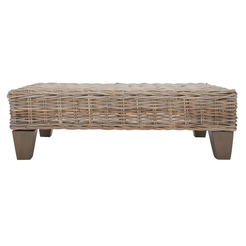 Banc en osier naturel lavé SAFAVIEH Caron - 41 cm L x 28 cm P x 12 cm H