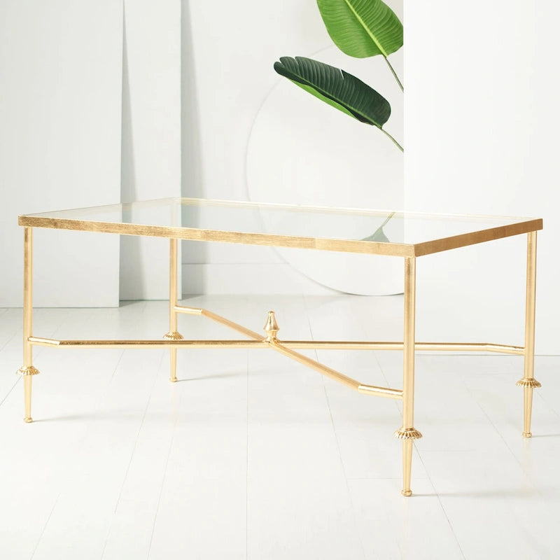 SAFAVIEH Couture Araminta Gold Leaf Coffee Table - 44  W x 24  L x 20.5  H - 44Wx24Dx21H