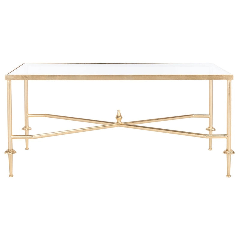 Table basse SAFAVIEH Couture Araminta à la feuille d'or - 112 cm L x 61 cm l x 52 cm H
