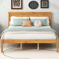 Queen Size Platform Bed Frame with Headboard, Wood Slat Support