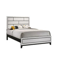 Asir Queen Size Bed, Geometric Panel Headboard, Modern White Wood Finish