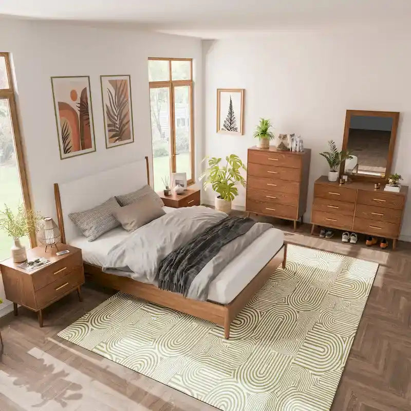 Furniture of America Beau Midcentury 6-Piece Walnut Queen Bedroom Set