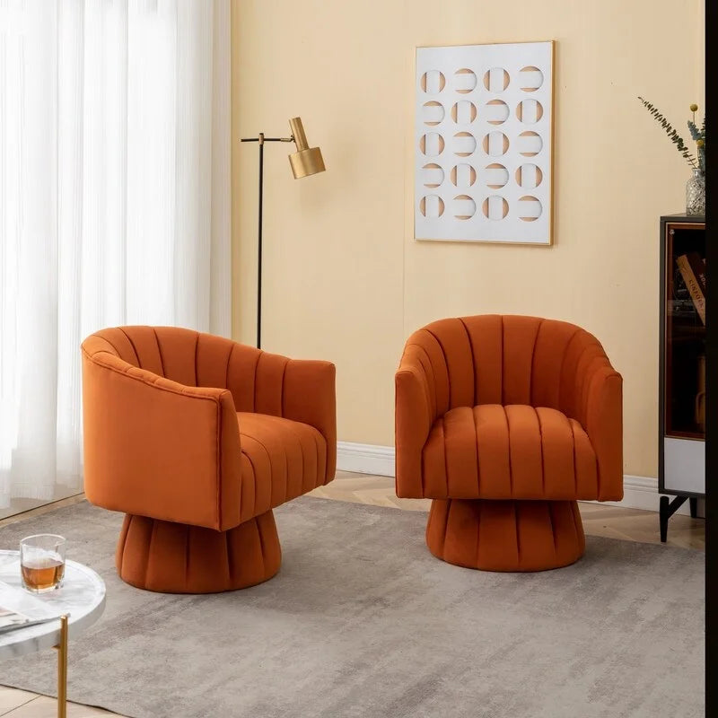 SEYNAR Fauteuils ronds pivotants à 360° en velours moderne et glamour (lot de 2)