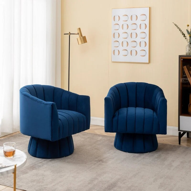 SEYNAR Fauteuils ronds pivotants à 360° en velours moderne et glamour (lot de 2)