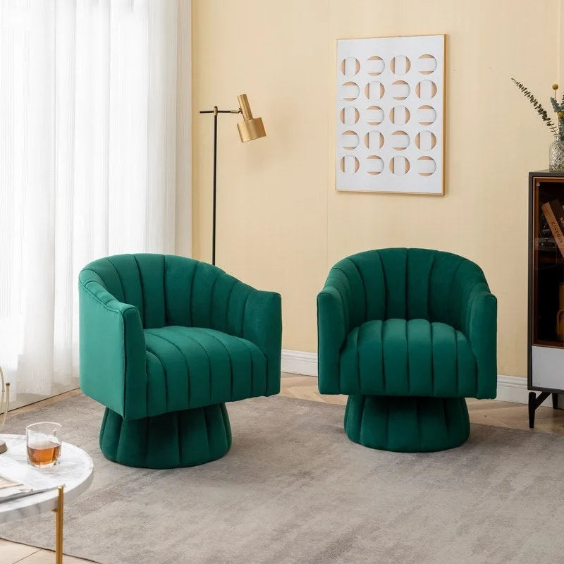 SEYNAR Fauteuils ronds pivotants à 360° en velours moderne et glamour (lot de 2)