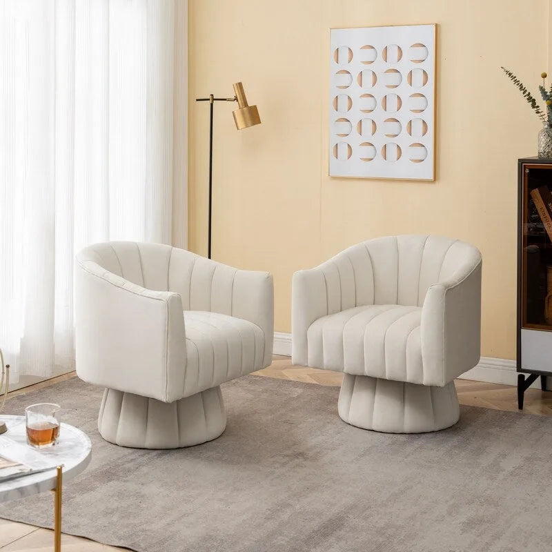 SEYNAR Fauteuils ronds pivotants à 360° en velours moderne et glamour (lot de 2)