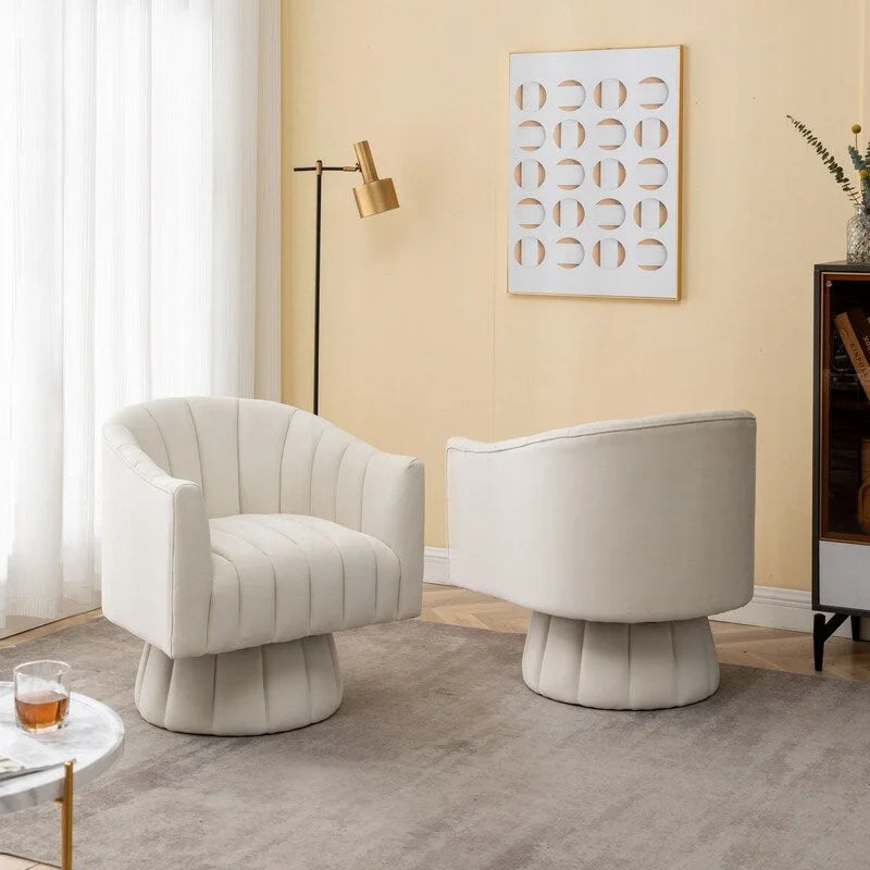 SEYNAR Fauteuils ronds pivotants à 360° en velours moderne et glamour (lot de 2)