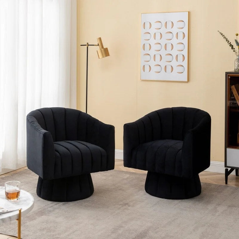 SEYNAR Fauteuils ronds pivotants à 360° en velours moderne et glamour (lot de 2)