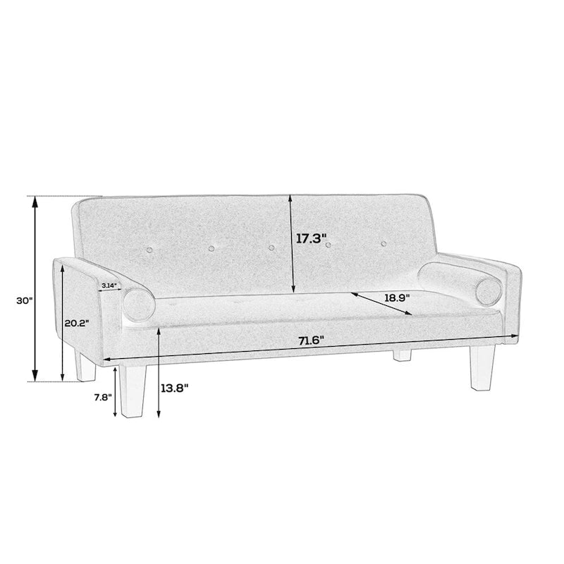 Le canapé convertible en lit du salon comprend deux oreillers.