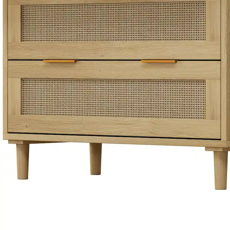 Meuble de rangement en rotin à 3 tiroirs en chêne - 80 cm (L) x 39,5 cm (l) x 76,5 cm (H)