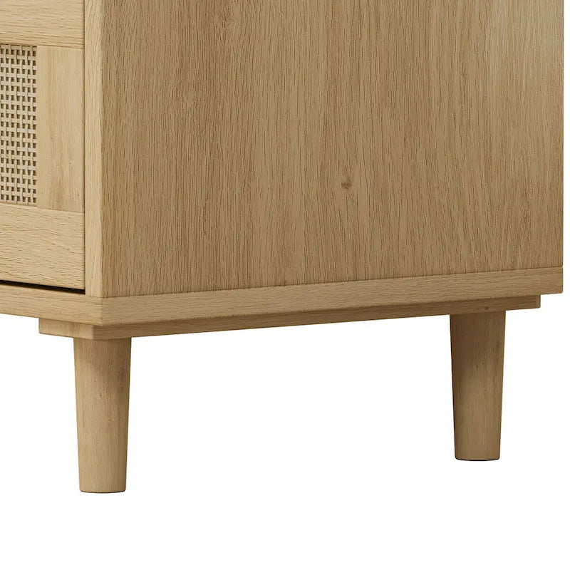 Meuble de rangement en rotin à 3 tiroirs en chêne - 80 cm (L) x 39,5 cm (l) x 76,5 cm (H)