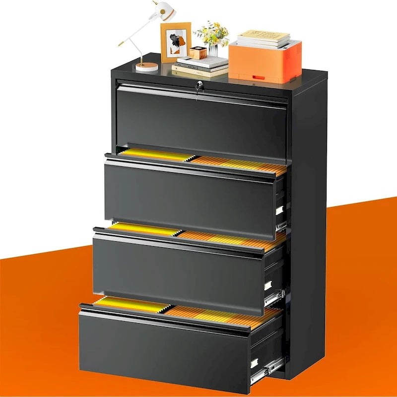 4 Drawer Metal Lateral Filing Cabinet with Lock