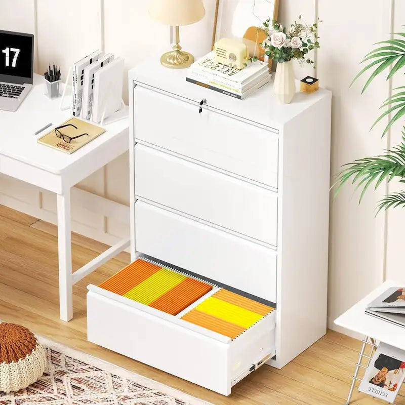 Classeur latéral métallique à 4 tiroirs avec serrure