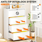 Classeur latéral métallique à 4 tiroirs avec serrure