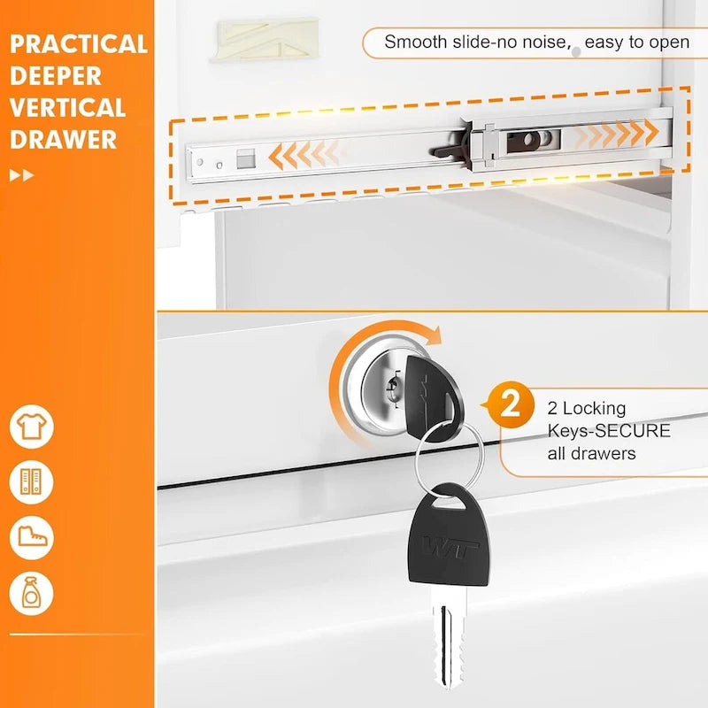 Classeur latéral métallique à 4 tiroirs avec serrure