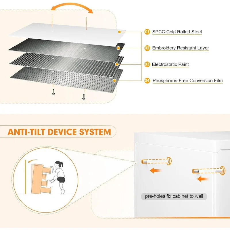 Classeur latéral métallique à 4 tiroirs avec serrure