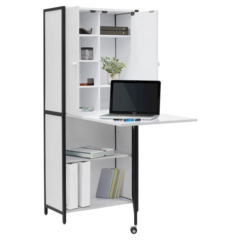 Armoire de loisirs créatifs avec bureau pliable pour les travaux manuels, la couture, la maison ou le bureau.