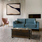 Table basse ou coffre d'intérieur en bois de grange massif recyclé et quincaillerie en fer forgé, largeur 36 pouces.