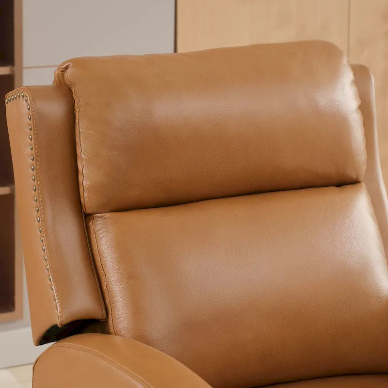 Fauteuil inclinable en cuir véritable avec dossier inclinable multi-angles et pieds en bois massif