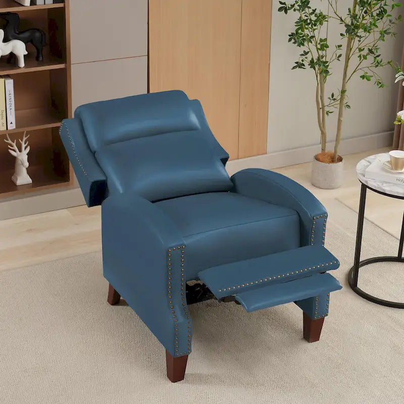 Fauteuil inclinable en cuir véritable avec dossier inclinable multi-angles et pieds en bois massif