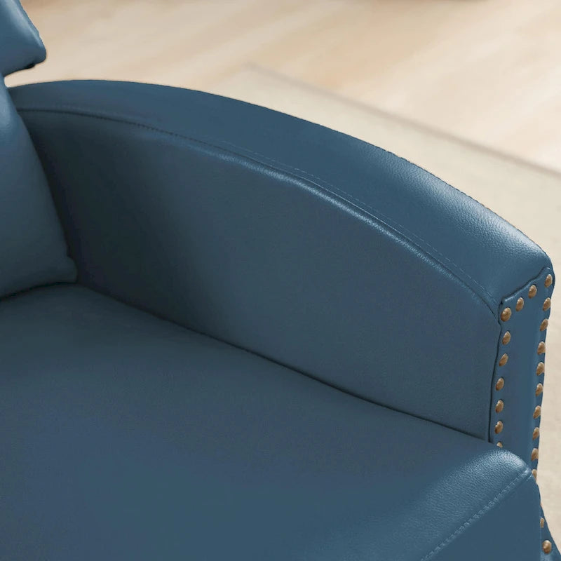 Fauteuil inclinable en cuir véritable avec dossier inclinable multi-angles et pieds en bois massif