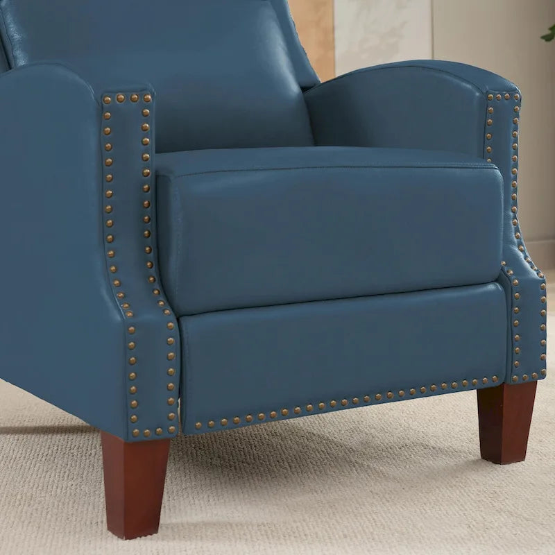 Fauteuil inclinable en cuir véritable avec dossier inclinable multi-angles et pieds en bois massif