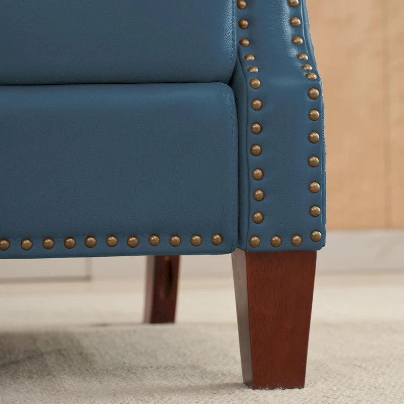 Fauteuil inclinable en cuir véritable avec dossier inclinable multi-angles et pieds en bois massif