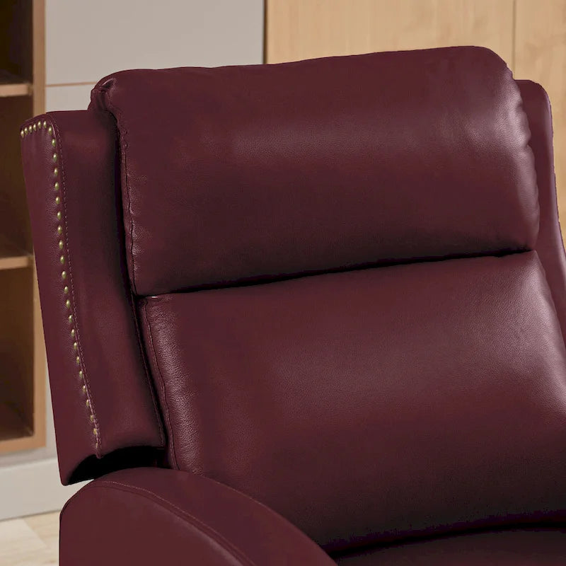 Fauteuil inclinable en cuir véritable avec dossier inclinable multi-angles et pieds en bois massif