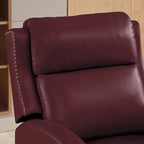 Fauteuil inclinable en cuir véritable avec dossier inclinable multi-angles et pieds en bois massif