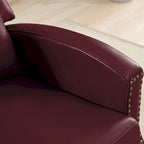 Fauteuil inclinable en cuir véritable avec dossier inclinable multi-angles et pieds en bois massif