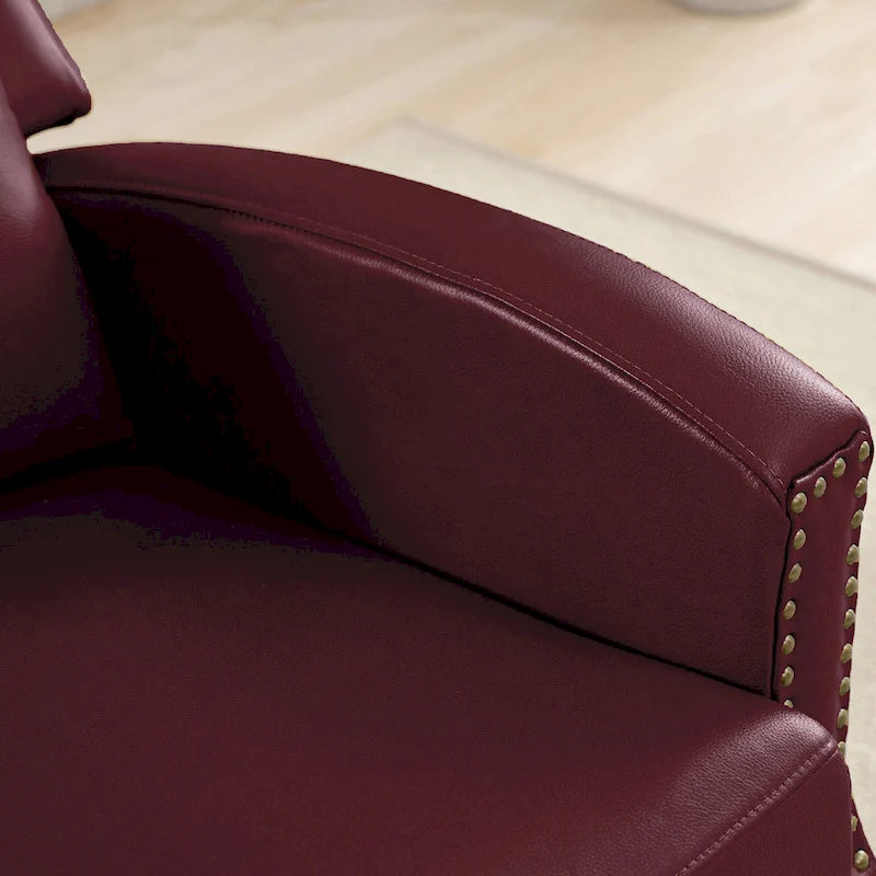 Fauteuil inclinable en cuir véritable avec dossier inclinable multi-angles et pieds en bois massif