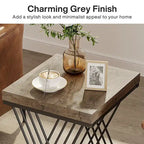 Table d'appoint carrée en faux marbre de 50 cm (19,75 pouces), table de chevet moderne, table d'appoint dorée pour salon