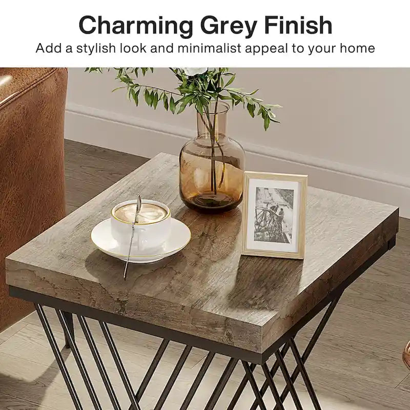 Table d'appoint carrée en faux marbre de 50 cm (19,75 pouces), table de chevet moderne, table d'appoint dorée pour salon