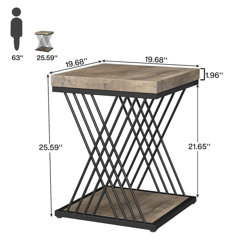 Table d'appoint carrée en faux marbre de 50 cm (19,75 pouces), table de chevet moderne, table d'appoint dorée pour salon