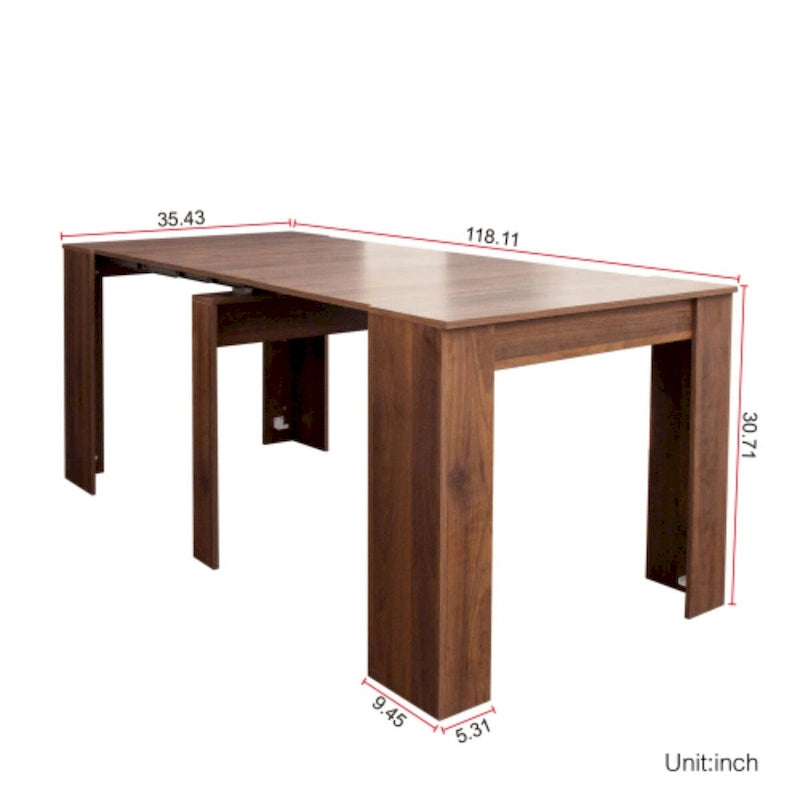 Table console rectangulaire extensible et multifonctionnelle pour 4 à 8 personnes