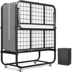Lit d'appoint pliant à roulettes avec cadre en métal robuste et matelas épais de 5 pouces, peu encombrant