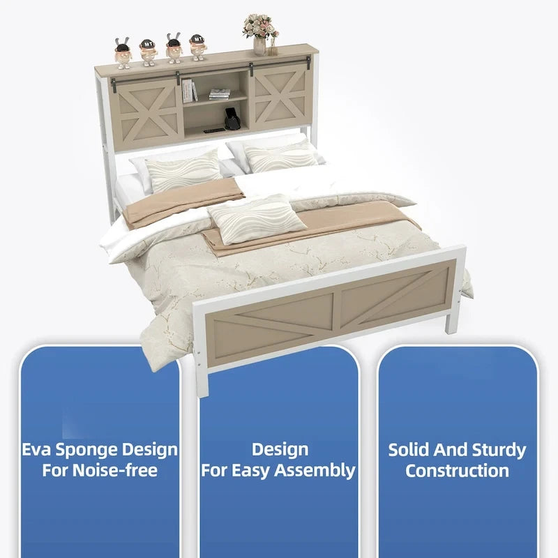 Cadre de lit Moasis Farmhouse en chêne, format queen/king