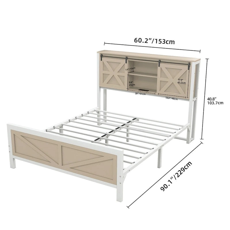 Cadre de lit Moasis Farmhouse en chêne, format queen/king