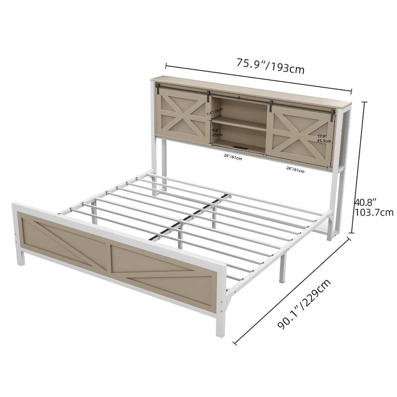 Cadre de lit Moasis Farmhouse en chêne, format queen/king