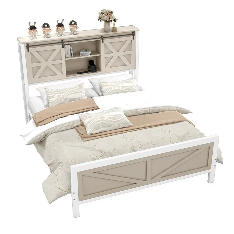 Cadre de lit Moasis Farmhouse en chêne, format queen/king