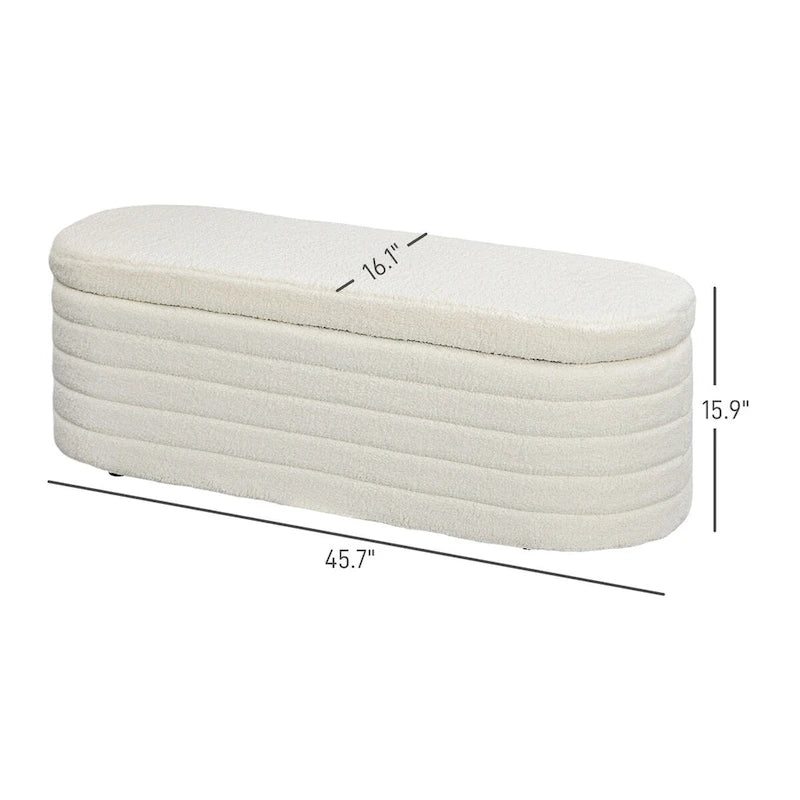 HOMCOM Banc coffre ottoman 46, recouvert de tissu bouclé effet peluche avec structure en bois, banc de chambre ou de salon