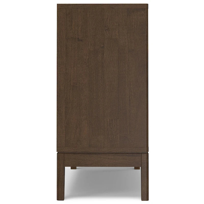 Buffet/meuble de rangement rectangulaire moderne à 2 portes WYNDENHALL Pearson en bois massif, 96,5 cm de large, couleur noyer brun