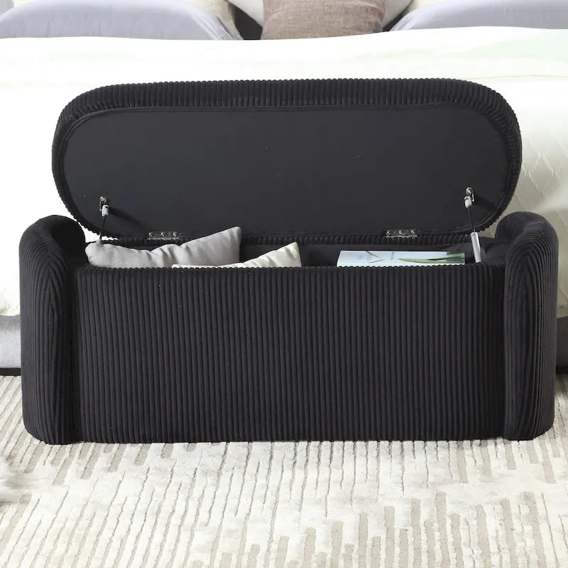 Entryway Upholstered Fabric Storage Ottoman