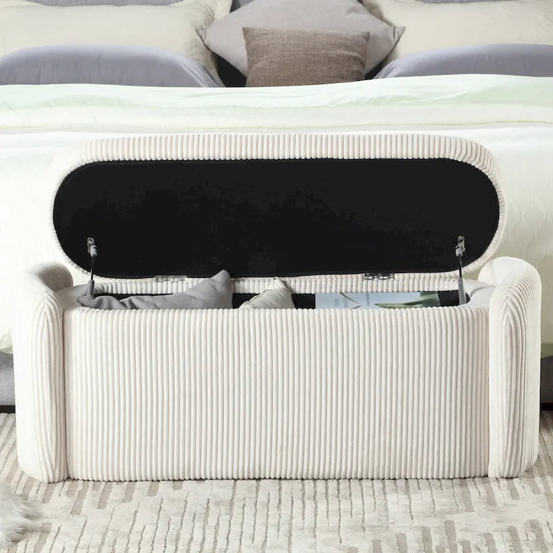 Pouf de rangement rembourré en tissu pour entrée