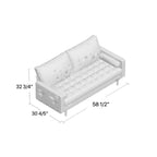 Canapé deux places Stateside style Mid-Century, accoudoirs carrés, recouvert de cuir, 59