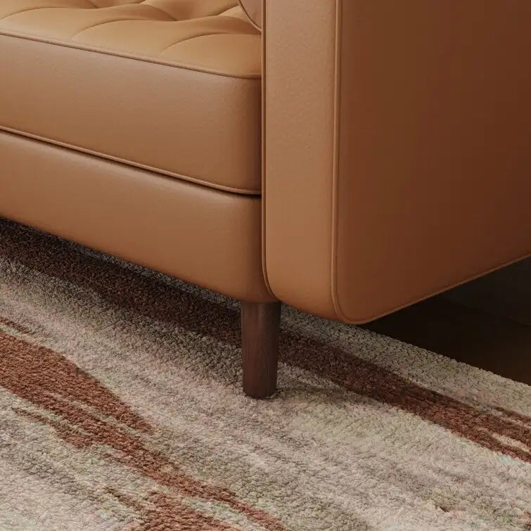 Canapé deux places Stateside style Mid-Century, accoudoirs carrés, recouvert de cuir, 59