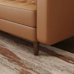 Canapé deux places Stateside style Mid-Century, accoudoirs carrés, recouvert de cuir, 59