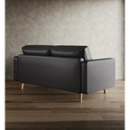 Canapé deux places Stateside style Mid-Century, accoudoirs carrés, recouvert de cuir, 59