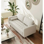 Canapé deux places Stateside style Mid-Century, accoudoirs carrés, recouvert de cuir, 59