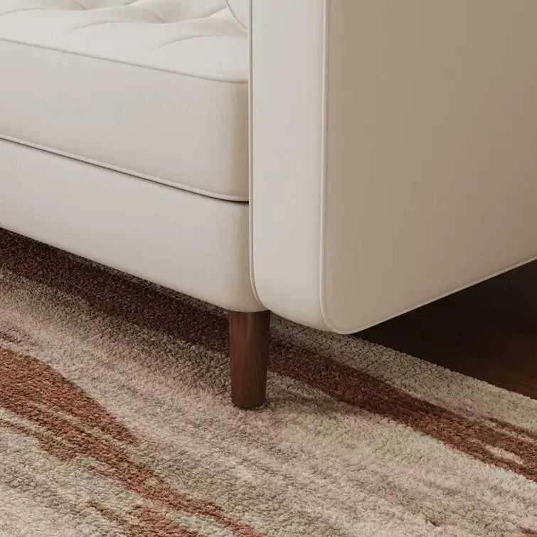 Canapé deux places Stateside style Mid-Century, accoudoirs carrés, recouvert de cuir, 59